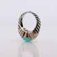 David Yurman ring. 18k Yellow Gold and 925 Sterling Silver Cable ring. Chalcedony Cabochon and Diamond pave vintage DY ring. st(219)
