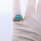 David Yurman ring. 18k Yellow Gold and 925 Sterling Silver Cable ring. Chalcedony Cabochon and Diamond pave vintage DY ring. st(219)
