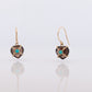 18k Heart Earrings. Smoky Quartz Carved Heart Dangle Earrings. Turquoise Cabochon with 18k Bound Large Heart. st(92)