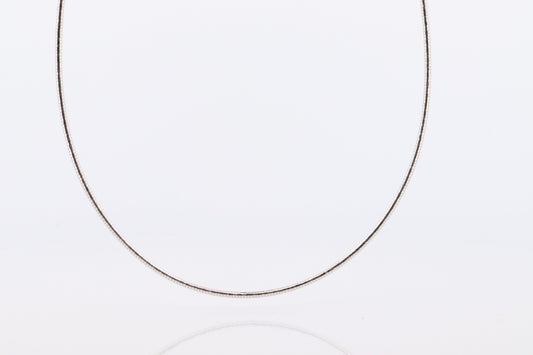 18k Round Omega Necklace. 18k White White Gold OMEGA Snake chain Necklace. MILOR 1.5mm 16in length. Choker Collar necklace.