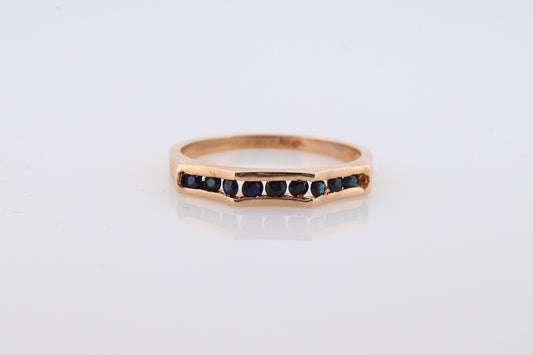 14k Gold BLUE Sapphire Eternity Band. Channel Set Sapphire Fun ring. V channel band.