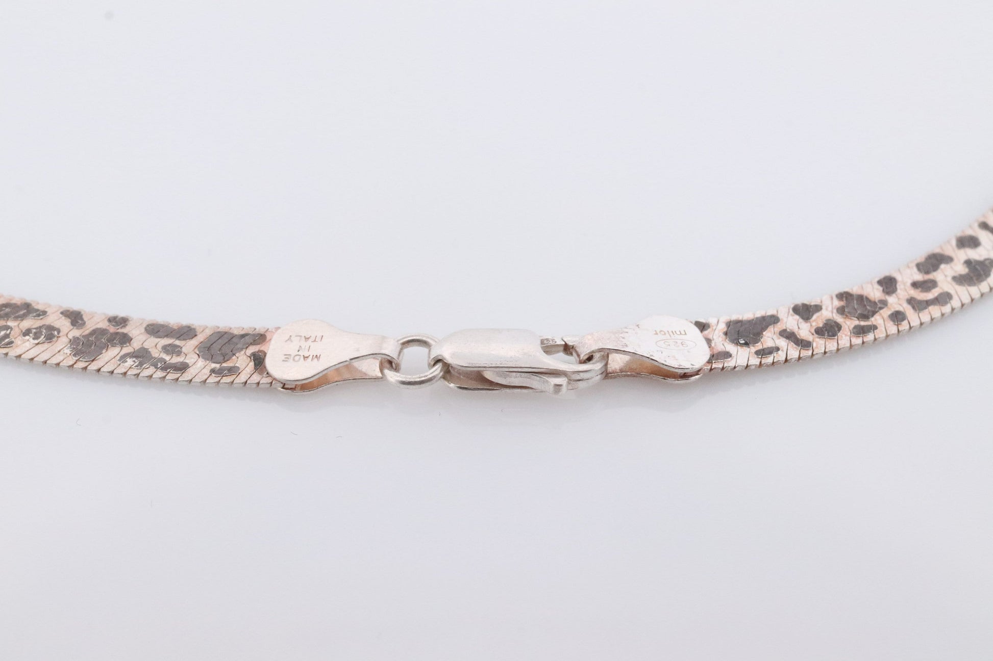 Herringbone Chain Necklace Dalmatians Tiger Panther Spot Designs. Sterling Silver Herringbone Zebra Pattern