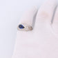 14k Sapphire ring. 14k White Gold Genuine Pear Sapphire Cabochon bezel with Diamond Heavy signet ring. Mens Heavy Signet ring. Pinky ring