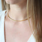 14k Omega Necklace. 14k Yellow White Gold Flat OMEGA Snake chain Necklace. MILOR 3mm 16in length. Choker Collar necklace.