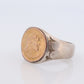 18k Heavy Signet ring. Aztec Mayan or Inca with Warrior Head Chief Bust. 18k Embossed coin Sterling Silver band