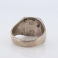 18k Heavy Signet ring. Aztec Mayan or Inca with Warrior Head Chief Bust. Red Enamel 18k Embossed coin Sterling Silver band