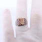 18k Heavy Signet ring. Aztec Mayan or Inca with Warrior Head Chief Bust. Red Enamel 18k Embossed coin Sterling Silver band
