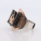 18k Heavy Signet ring. Aztec Mayan or Inca with Llama Alpaca Farmer Bust. Enamel 18k Embossed coin Sterling Silver band