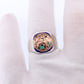 18k Heavy Signet ring. Aztec Mayan or Inca with Llama Alpaca Scenery Bust. Turquoise Enamel 18k Embossed coin Sterling Silver band