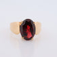 18k Oval Faceted Garnet ring. 18k Oval cut garnet solitaire ring. Large Rhodolite Garnet Solitaire.
