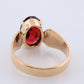 18k Oval Faceted Garnet ring. 18k Oval cut garnet solitaire ring. Large Rhodolite Garnet Solitaire.