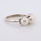 10k Pearl Cluster ring. Straight Pearl Three Cluster Band. Trio Triple Pearl ring.