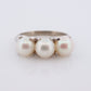 10k Pearl Cluster ring. Straight Pearl Three Cluster Band. Trio Triple Pearl ring.