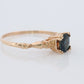Otsby Barton Sapphire Ring. 10k Yellow Gold Square Claw Design. OB from Art Deco 1920 Era. Oval Sapphire Claw ring.