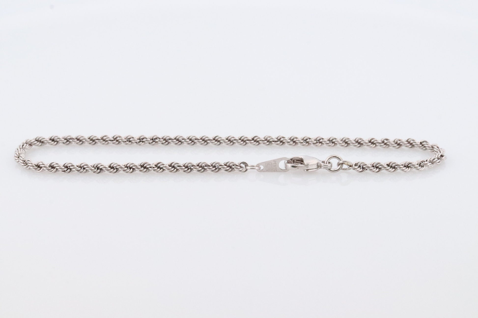 Solid Platinum Bracelet. Rope Platinum Bracelet made in Italy 950PT. Thin White Plat bracelet chain.