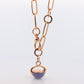18k POMELATTO Necklace. 18k Rose Gold Pomellato Chalcedony LUNA collection. Chalcedinio Dangle Pendant Necklace.