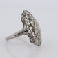 18k Filigree three diamond shield ring. 18k Art Deco trio triple diamond shield ring. Antique Shield Diamond ring.
