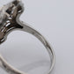 18k Filigree three diamond shield ring. 18k Art Deco trio triple diamond shield ring. Antique Shield Diamond ring.