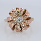 JABEL 14k Platinum Diamond Solitaire ring. Vintage 14k Large Flower Starburst JABEL.
