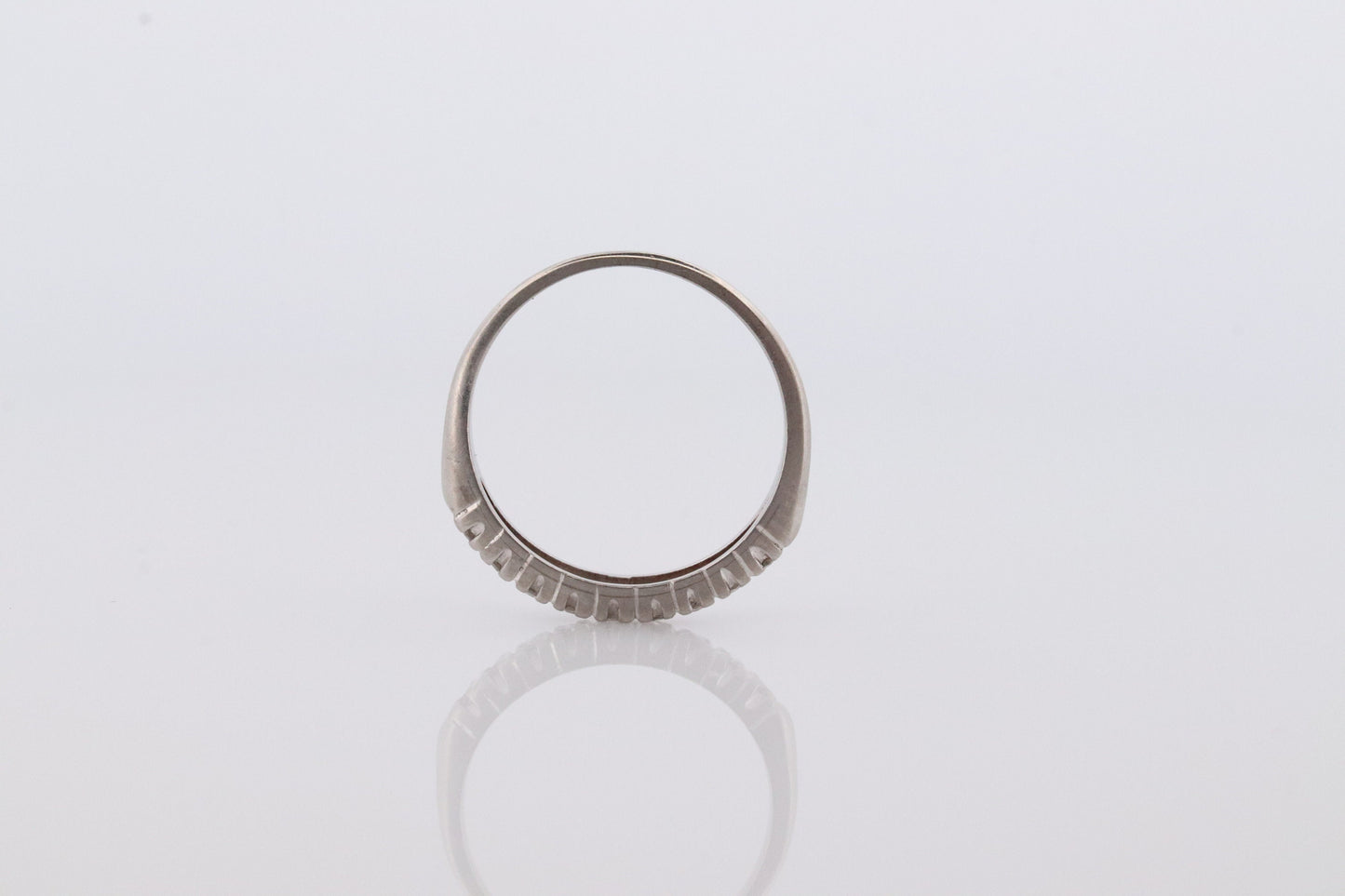 Antique Platinum Diamond eternity channel band. Art Deco diamond eternity infinity band.