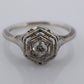 18k Art Deco Diamond ring. 18k White Gold Filigree Ring. Open Hexagonal Setting Engagement ring