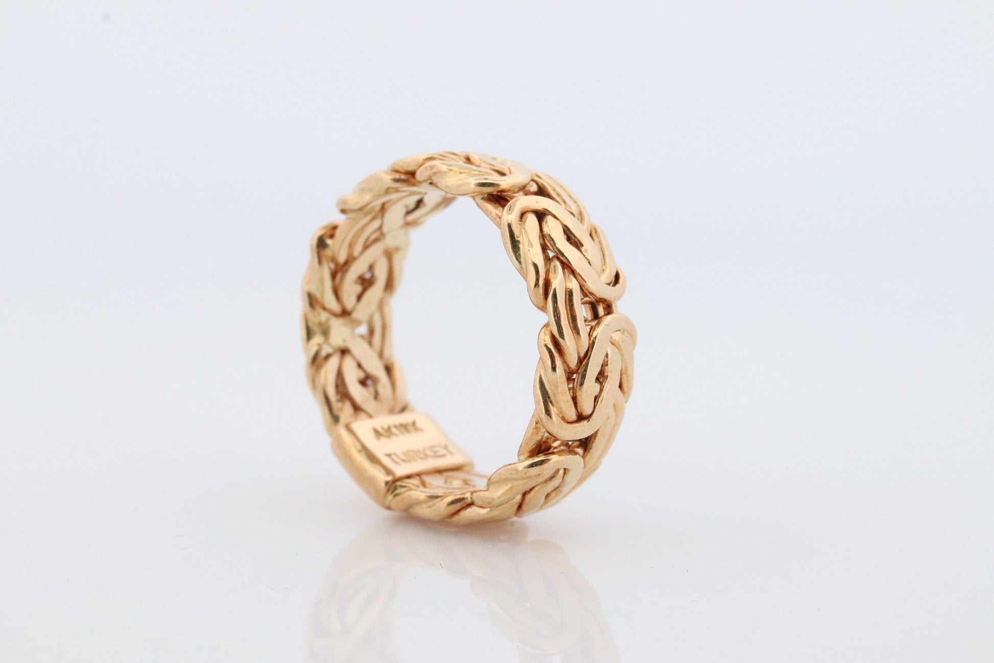 18k Byzantine Chain Ring. 18k Wide Byzantine Chain Band. Chain link Ring. Heavy Wide Turkey ring.