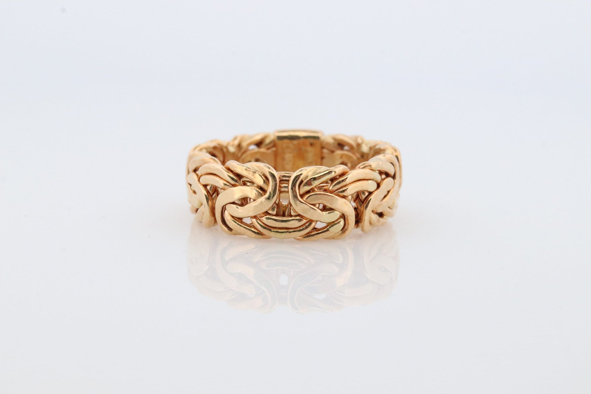 18k Byzantine Chain Ring. 18k Wide Byzantine Chain Band. Chain link Ring. Heavy Wide Turkey ring.