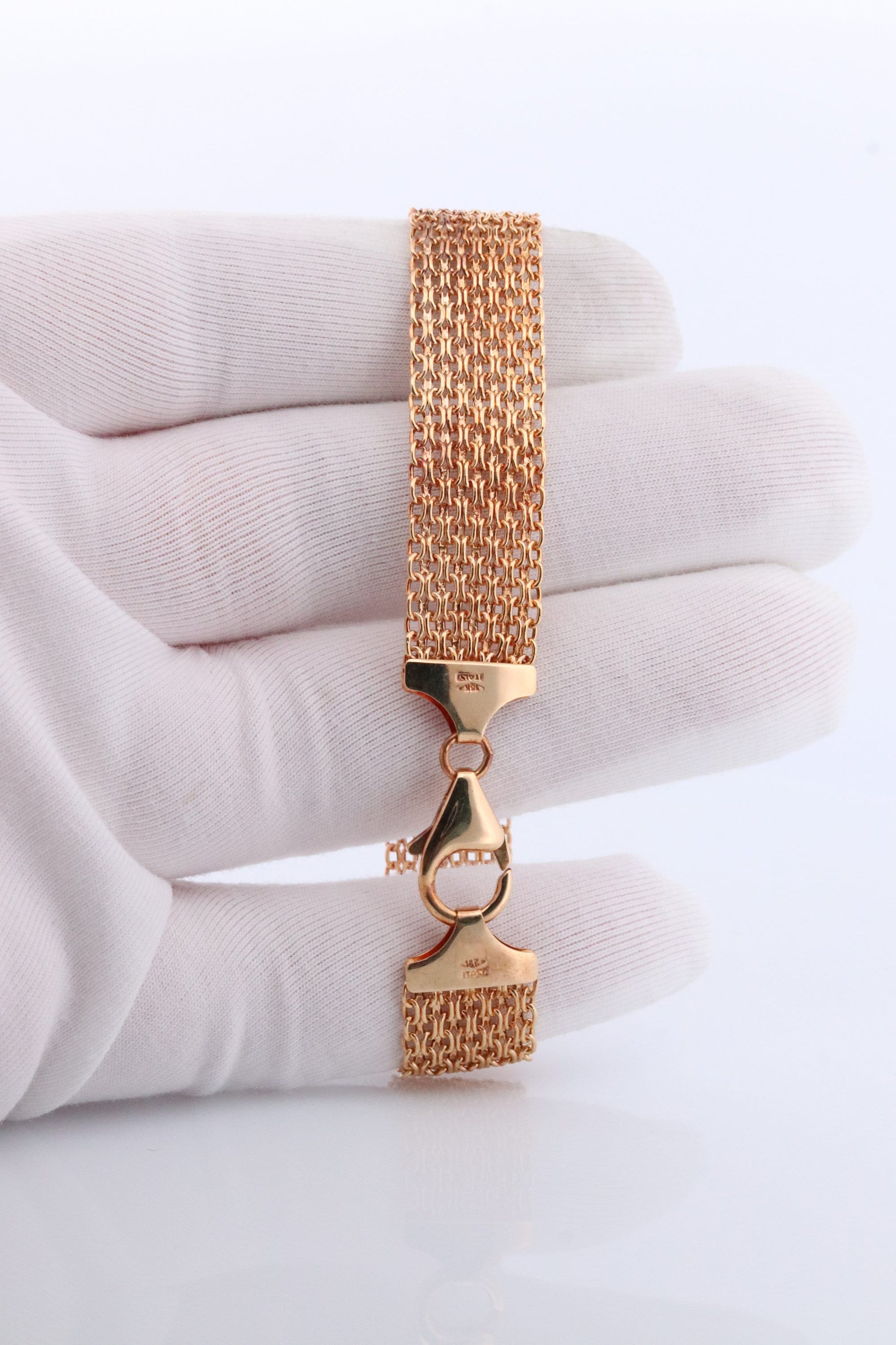 18k Bismark ChainMail Bracelet. 18k WIDE Chain Mesh link Yellow gold Italian Bracelet. Chain Mesh Bracelet.