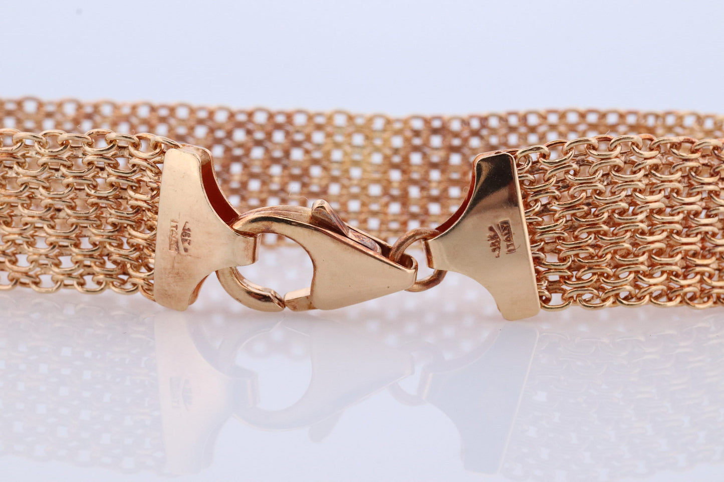 18k Bismark ChainMail Bracelet. 18k WIDE Chain Mesh link Yellow gold Italian Bracelet. Chain Mesh Bracelet.