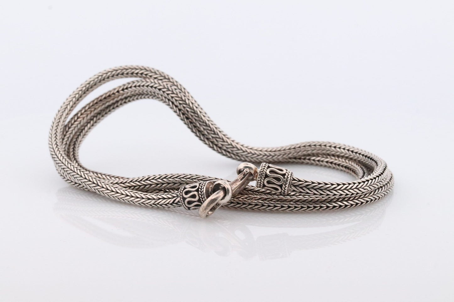 Byzantine Foxtail Weave Necklace. Heavy Sterling Silver 925 BA Wide Long Byzantine Round Woven 28in Rope Necklace.