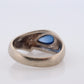 14k Sapphire ring. 14k White Gold Genuine Pear Sapphire Cabochon bezel with Diamond Heavy signet ring. Mens Heavy Signet ring. Pinky ring