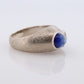 14k Sapphire ring. 14k White Gold Genuine Pear Sapphire Cabochon bezel with Diamond Heavy signet ring. Mens Heavy Signet ring. Pinky ring