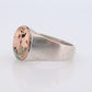 18k Heavy Signet ring. Aztec Mayan or Inca with Llama Alpaca Scenery Bust. Turquoise Enamel 18k Embossed coin Sterling Silver band