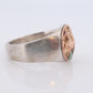 18k Heavy Signet ring. Aztec Mayan or Inca with Llama Alpaca Scenery Bust. Turquoise Enamel 18k Embossed coin Sterling Silver band