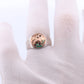 18k Heavy Signet ring. Aztec Mayan or Inca with Llama Alpaca Scenery Bust. Turquoise Enamel 18k Embossed coin Sterling Silver band