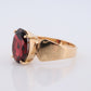18k Oval Faceted Garnet ring. 18k Oval cut garnet solitaire ring. Large Rhodolite Garnet Solitaire.