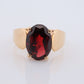 18k Oval Faceted Garnet ring. 18k Oval cut garnet solitaire ring. Large Rhodolite Garnet Solitaire.