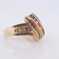 Multi-Color Sapphire Ring. 14k Yellow Gold ring. Colorful Sapphire channel set. Sapphire with diamonds.