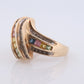 Multi-Color Sapphire Ring. 14k Yellow Gold ring. Colorful Sapphire channel set. Sapphire with diamonds.