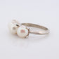 10k Pearl Cluster ring. Straight Pearl Three Cluster Band. Trio Triple Pearl ring.