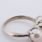 10k Pearl Cluster ring. Straight Pearl Three Cluster Band. Trio Triple Pearl ring.