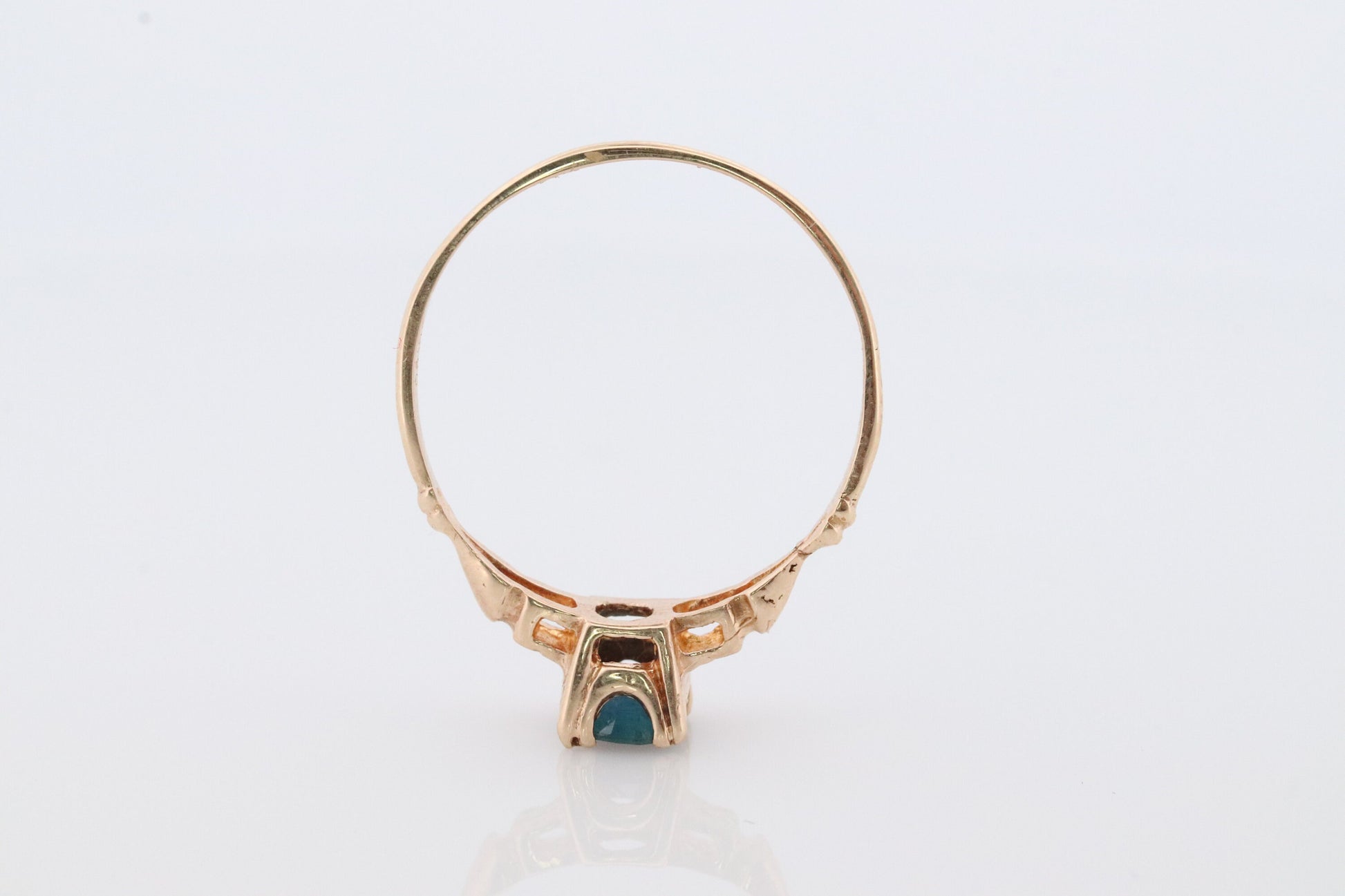 Otsby Barton Sapphire Ring. 10k Yellow Gold Square Claw Design. OB from Art Deco 1920 Era. Oval Sapphire Claw ring.