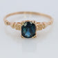 Otsby Barton Sapphire Ring. 10k Yellow Gold Square Claw Design. OB from Art Deco 1920 Era. Oval Sapphire Claw ring.
