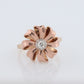 JABEL 14k Platinum Diamond Solitaire ring. Vintage 14k Large Flower Starburst JABEL.