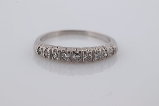 Antique Platinum Diamond eternity channel band. Art Deco diamond eternity infinity band.