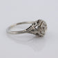 18k Art Deco Diamond ring. 18k White Gold Filigree Ring. Open Hexagonal Setting Engagement ring