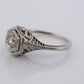 18k Art Deco Diamond ring. 18k White Gold Filigree Ring. Open Hexagonal Setting Engagement ring