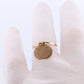 14k Dangle Charm ring. 14k Coin Medallion dangle ring. Round Charm Disk Disc band.