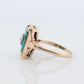 10k Turquoise and diamond ring. Copper Vein Turquoise and center diamond multi-tone yellow gold ring. Mourning Ring Victorian.