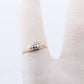 14k Art Deco Diamond ring. 14k Yellow Gold Square cathedral Ring. Engraved Flower.
